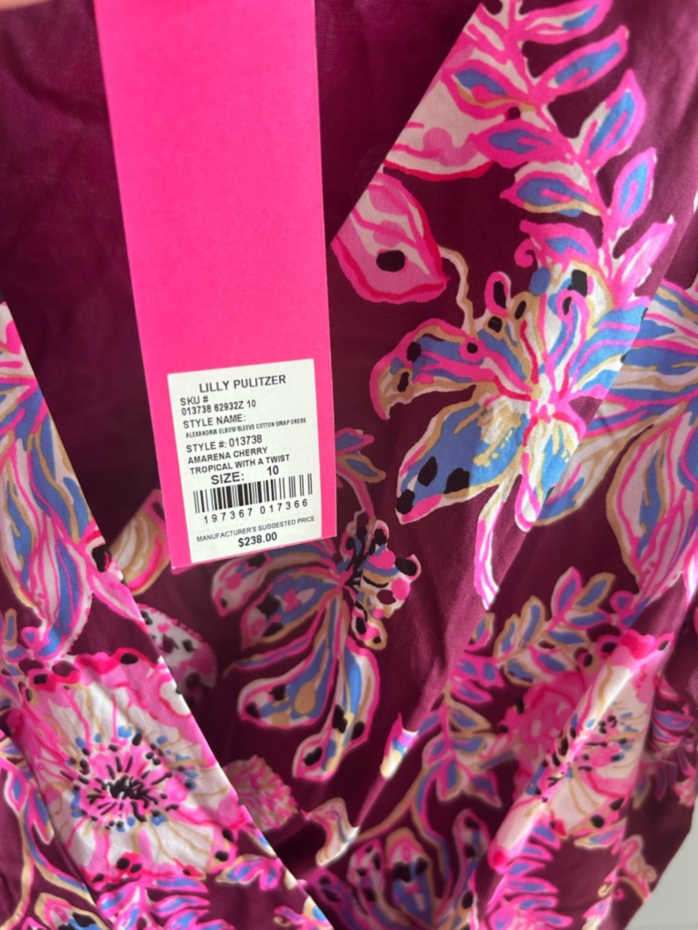 Lilly Pulitzer Alexandria Elbow Sleeve Cotton Wrap Dress 
Size 10 coastal #112 - Picture 12 of 12
